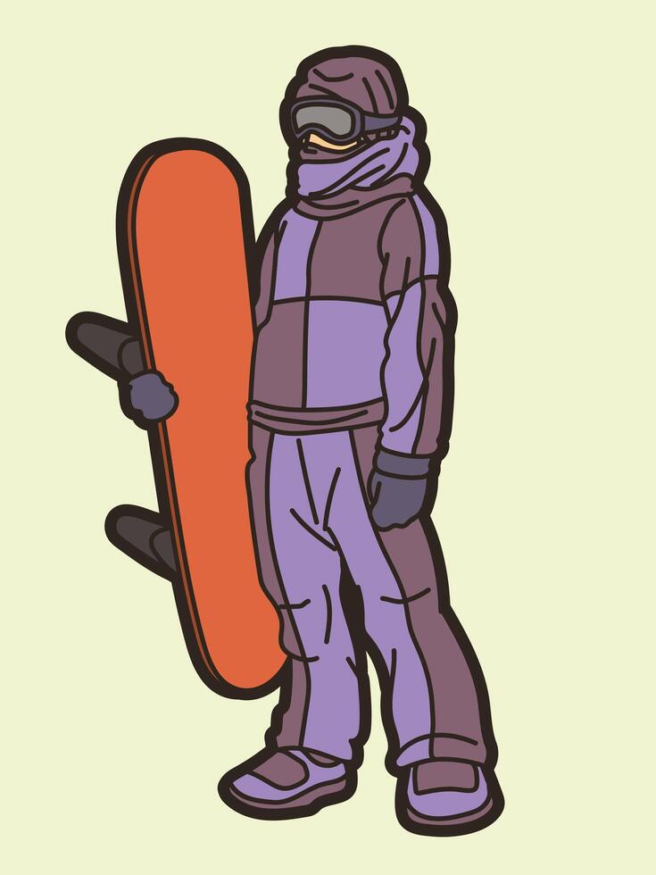 Snowboard Player Snowboarder Cartoon Sport Graphic vector
