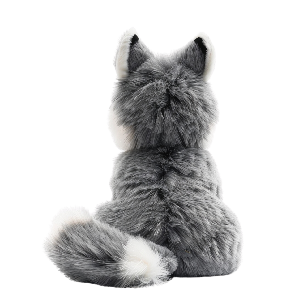Wolf toy back view isolated on transparent background png