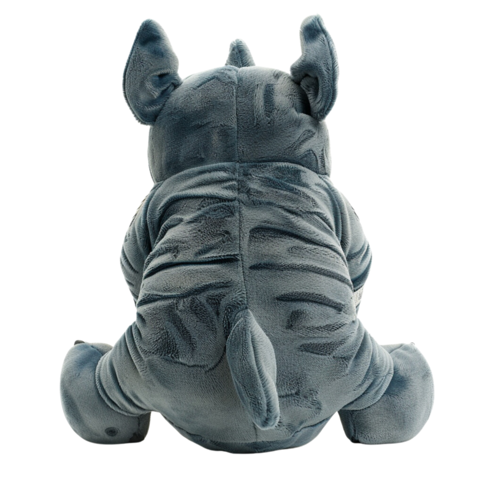 Cute Rhinoceros toy back view isolated on transparent background png