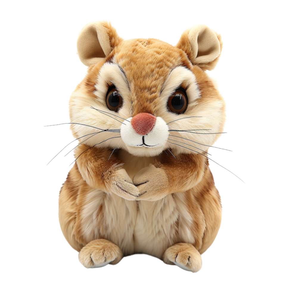 A single cute chipmunk toy, soft toy front view isolated on transparent background png
