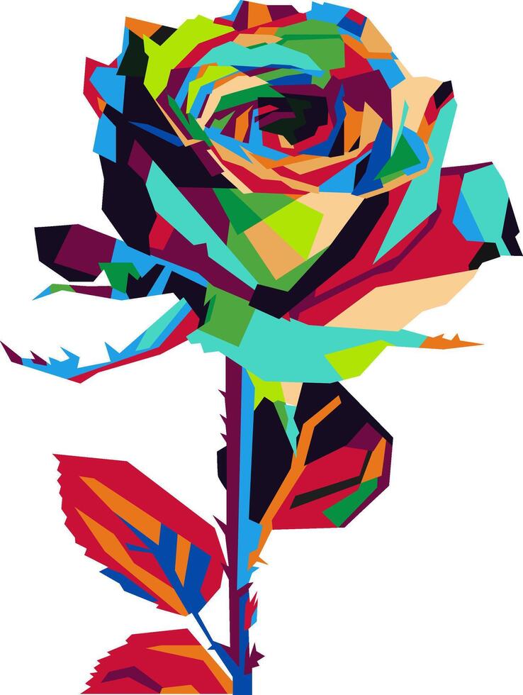 rose in wpap pop art colorful design vector