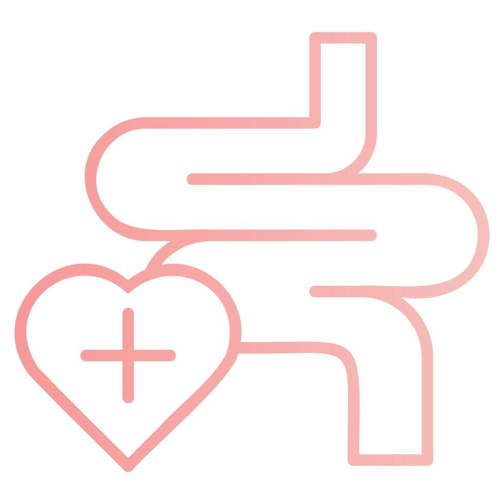 Gut Health and Heart Health Outline Gradient Icon vector