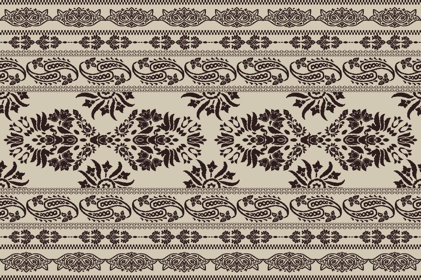 Motifs African boho paisley Floral Ikat pattern embroidery border. Ethnic ikat floral Ethnic Indian Pattern Ikat pattern Ethnic Pattern.Border indian floral Aztec embroidery border seamless patterns. vector