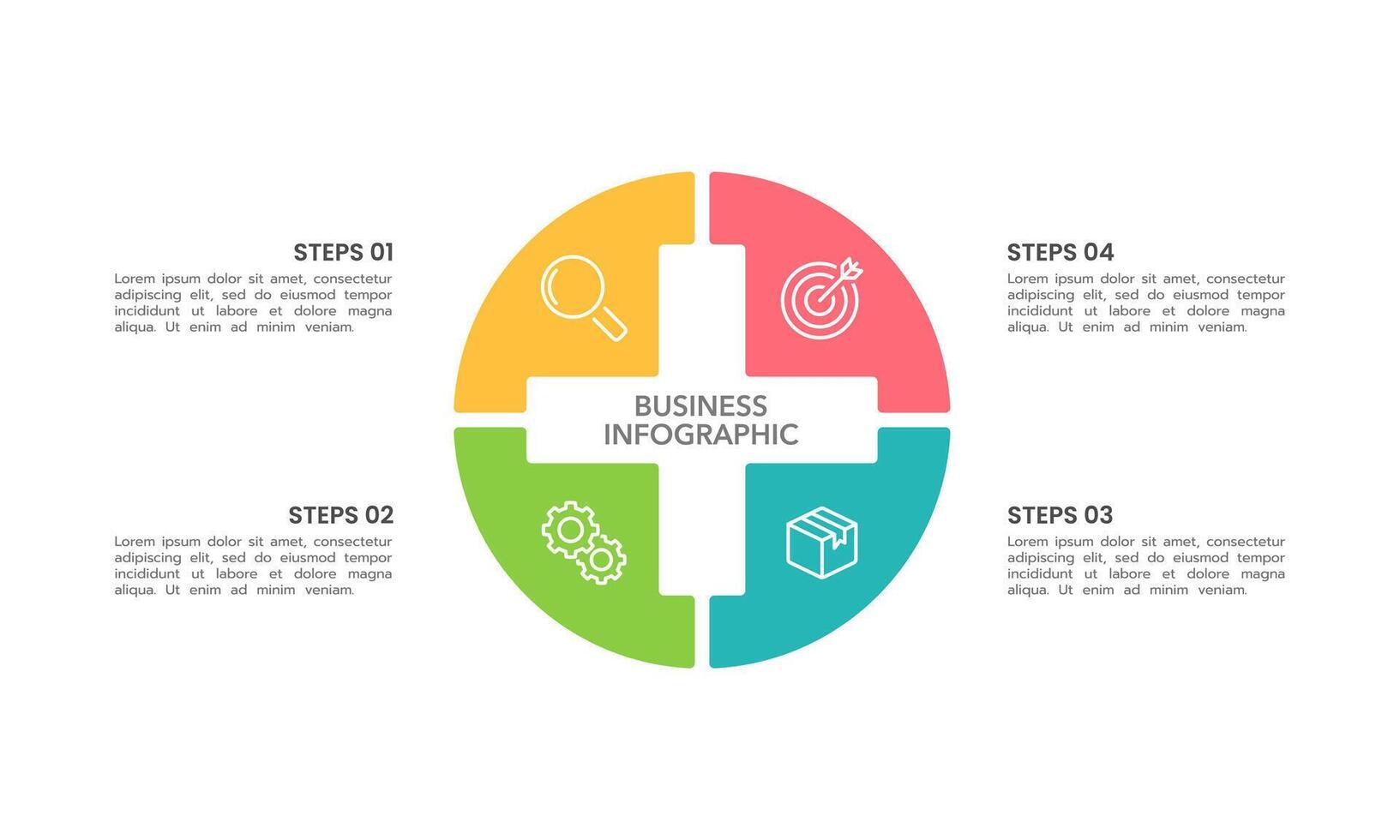 Plus Sign Infographic design template. 4 Options or Steps to success. Business presentation, Report, Data, Progress and Planning. vector