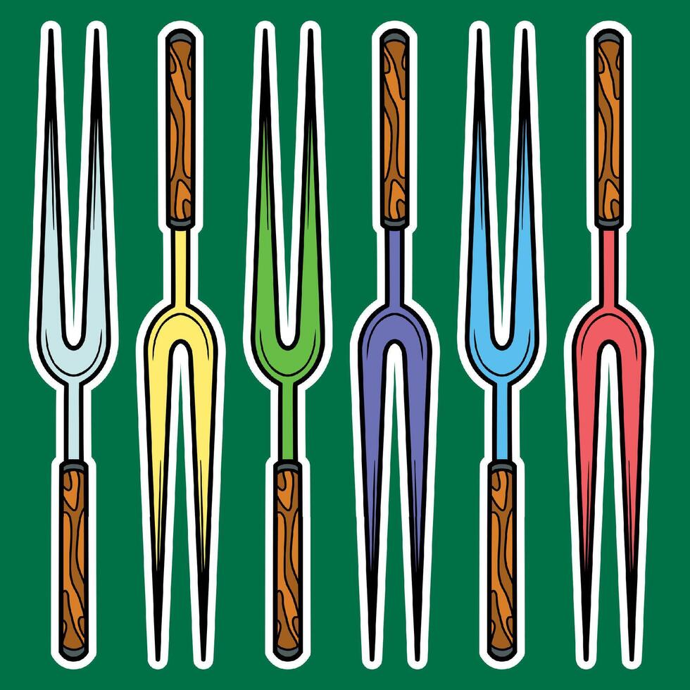 Hand Drawn Fork Meat Sticker Illustration vector