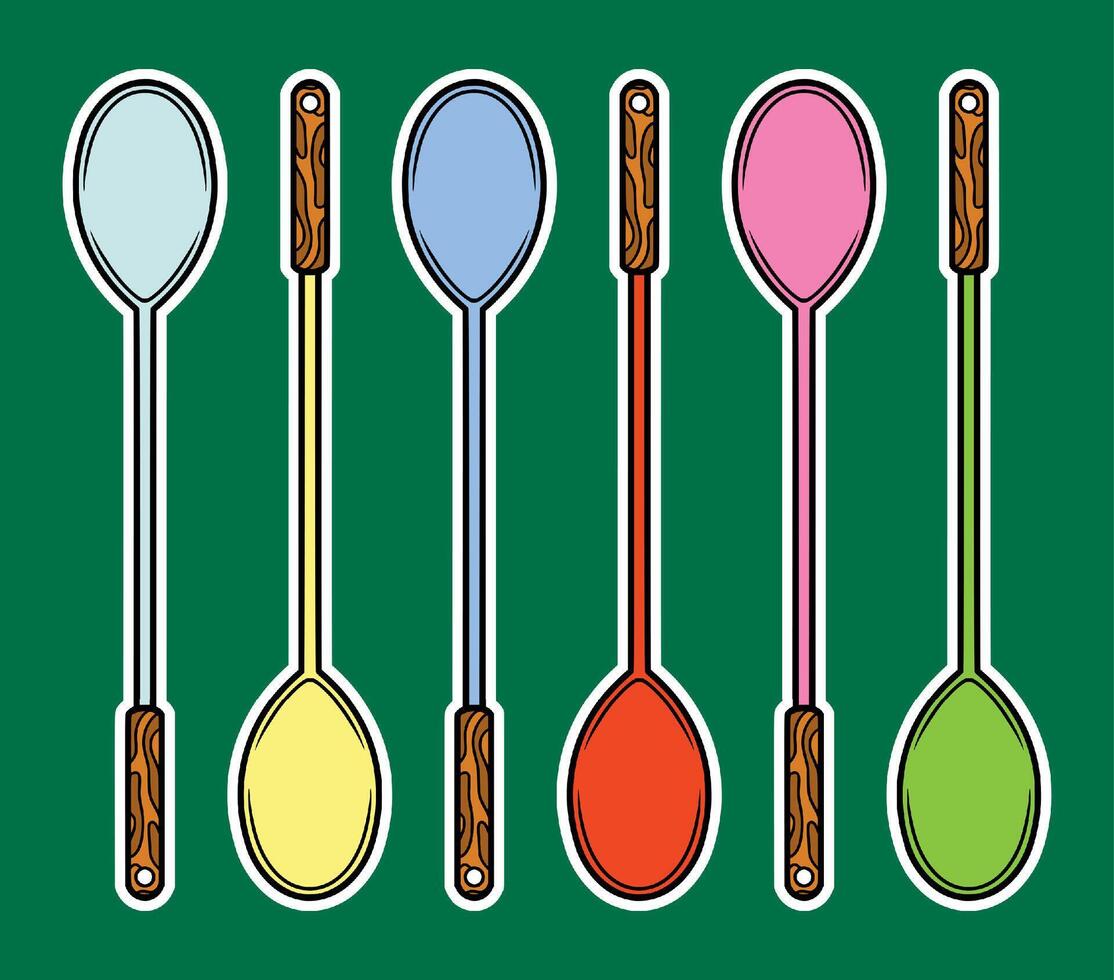Hand Drawn Spoon Sticker Illustration vector