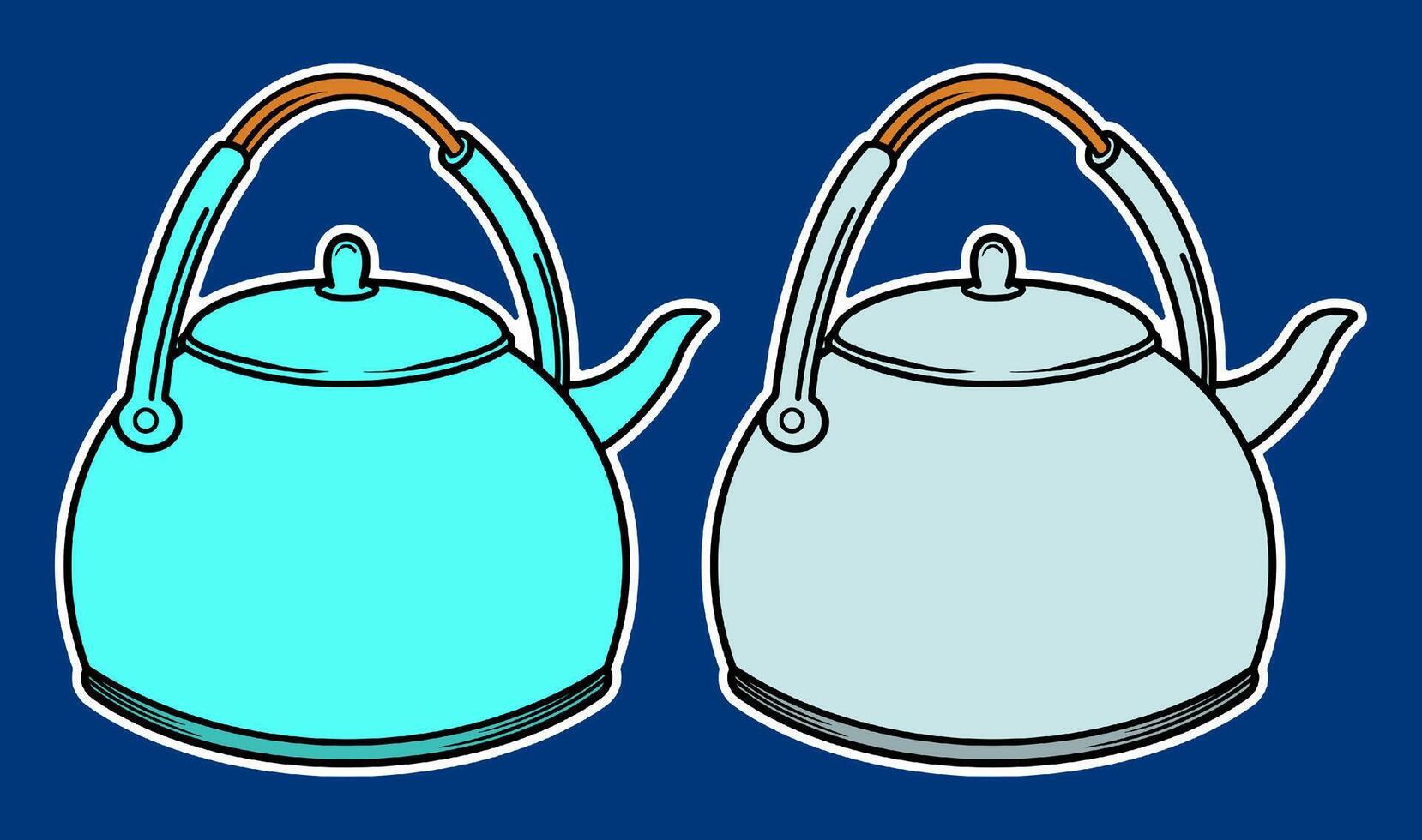 Hand Drawn Kettle Sticker Illustration vector
