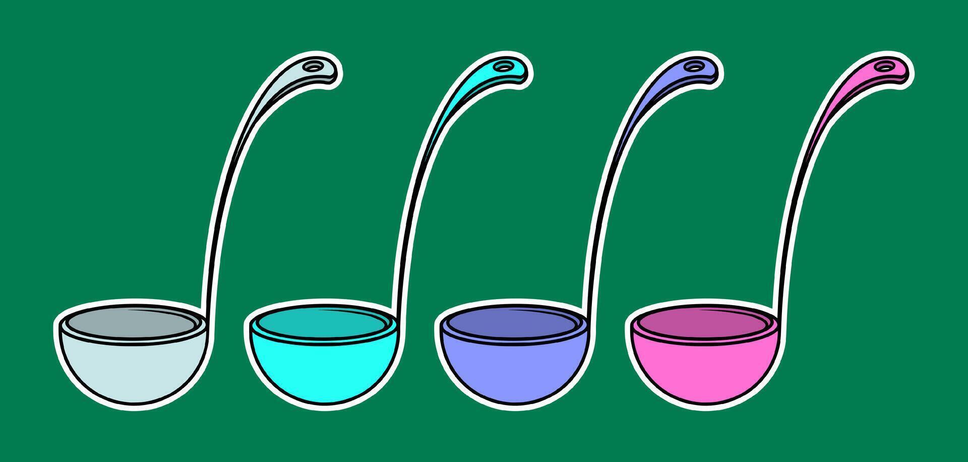 Hand Drawn Soup Ladle Sticker Illustration vector