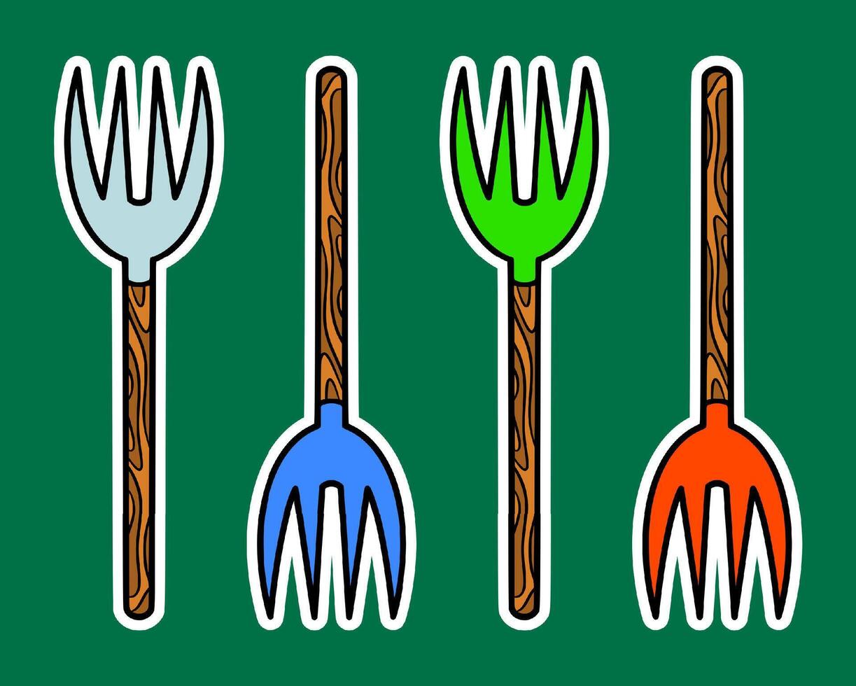 Hand Drawn Fork Sticker Illustration vector