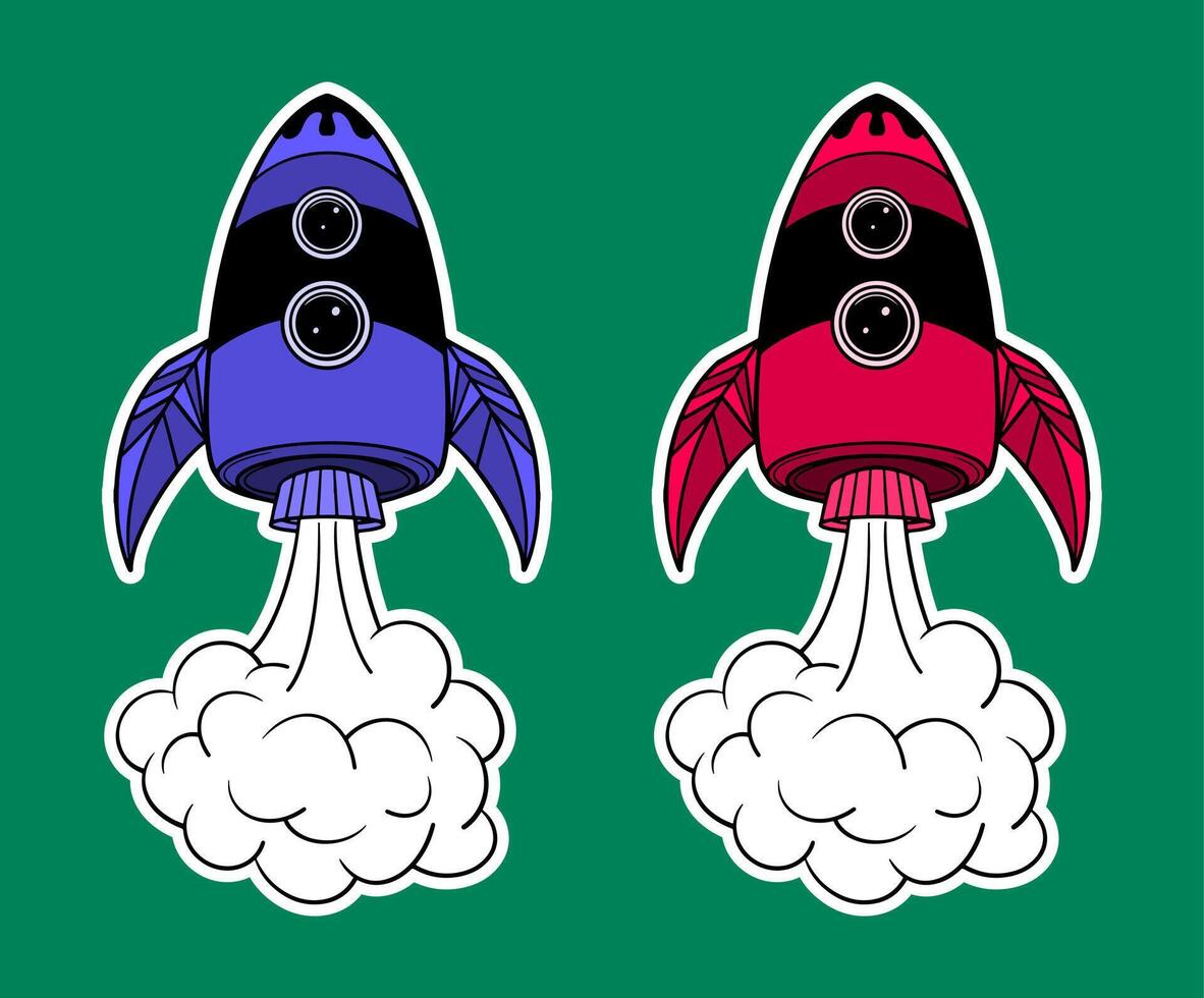 Rocket Doodle Sticker Illustration vector