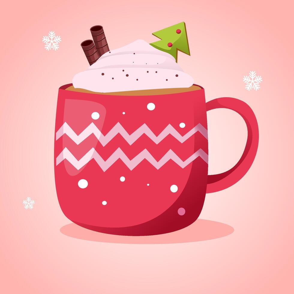 Hot chocolate in winter illustration vector