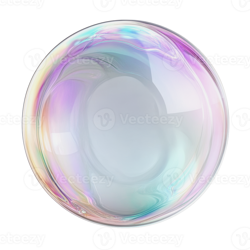 Colorful soap bubble reflecting light in still air png