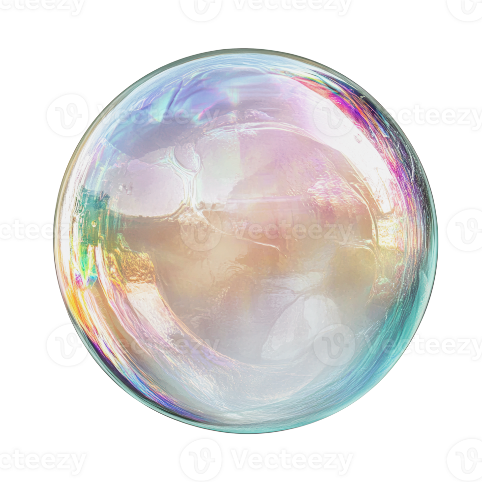 Colorful soap bubble floating in soft sunlight png