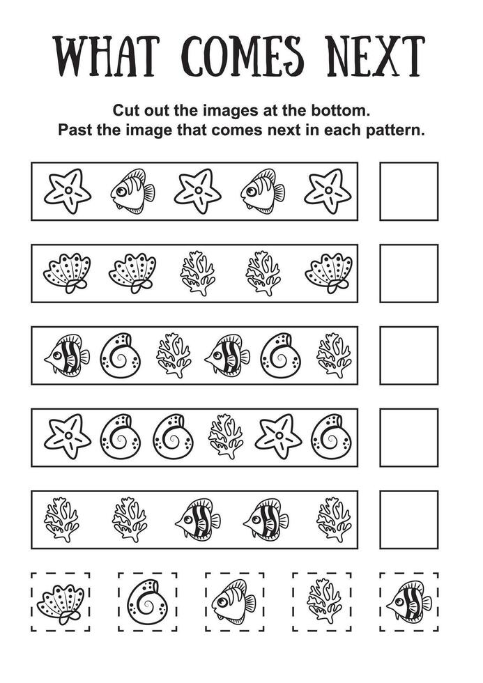 Mini-game for children. Who is next, logical tasks for children. Select the right element in the line vector