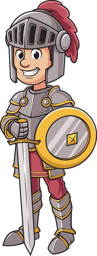 Medieval knight in armor cartoon drawing vector