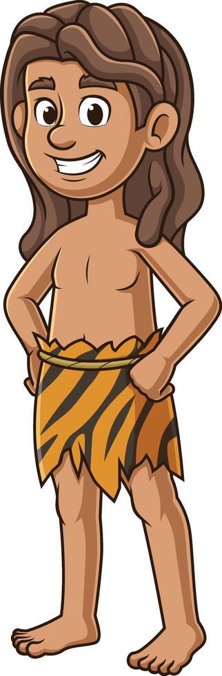 Jungle man character cartoon drawing vector