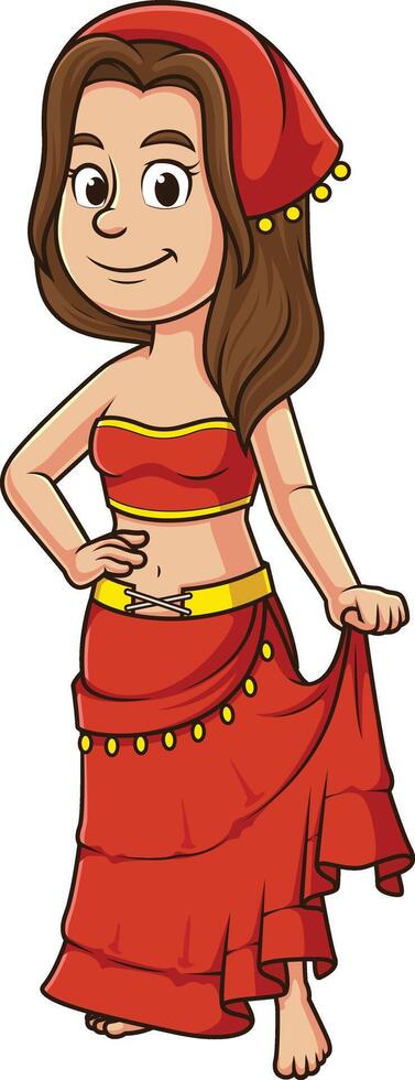 Female belly dancer character cartoon drawing vector