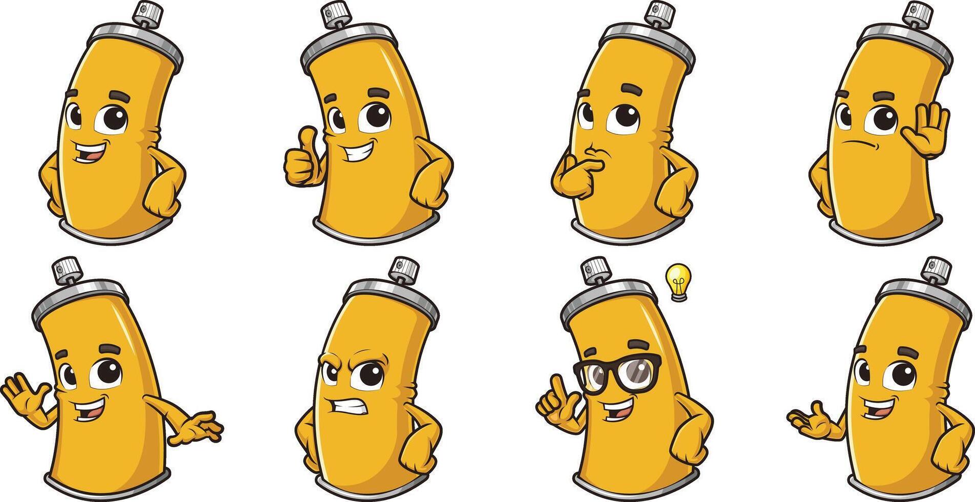 Spray can mascot character. Each image on a separate layer. vector