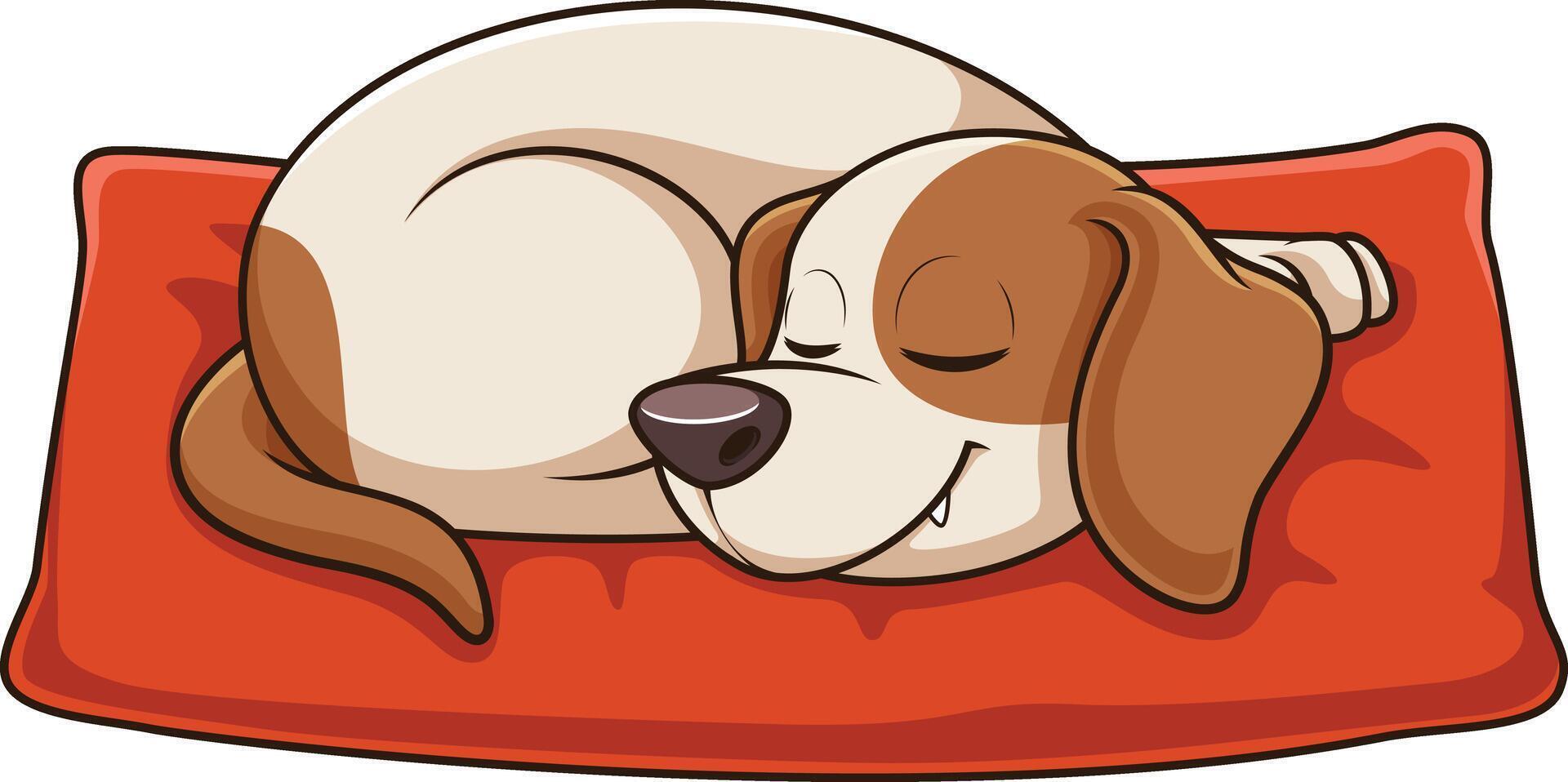 Cute little dog sleeping cartoon drawing vector