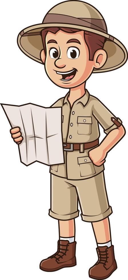 Jungle explorer character cartoon drawing vector