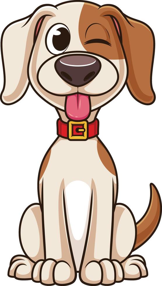 Cute little dog sitting cartoon drawing vector