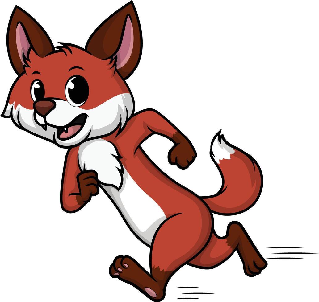 Fox running fast cartoon drawing vector
