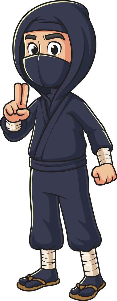 Japanese ninja character cartoon drawing vector
