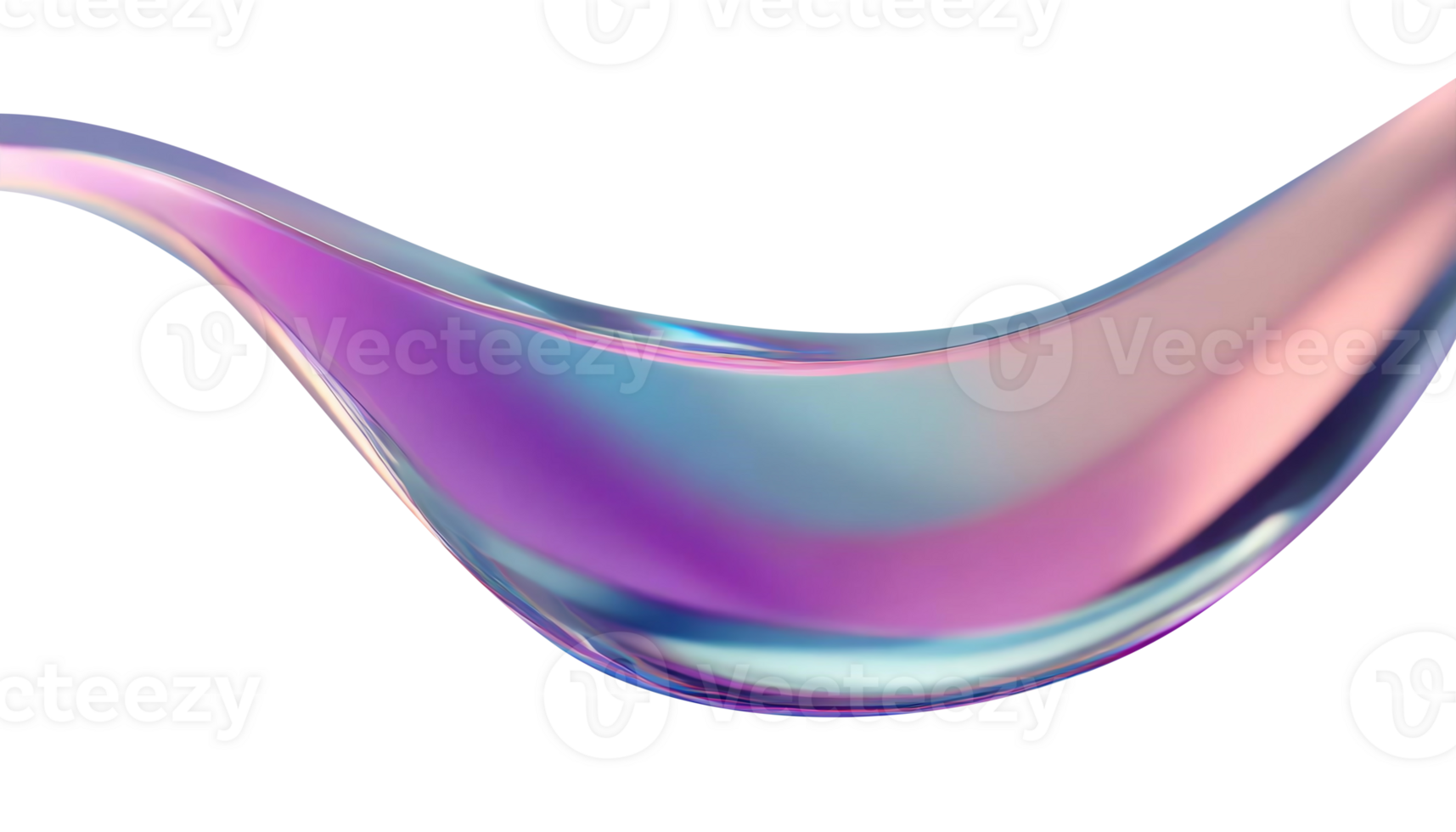 Abstract liquid glass shape with colorful reflections. Ribbon of curved water with glossy color wavy fluid motion. Chromatic dispersion flying and thin film spectral effect. png