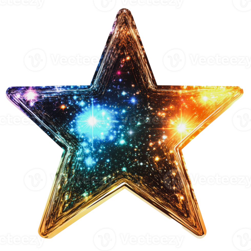 Colorful star shaped decoration with cosmic design png