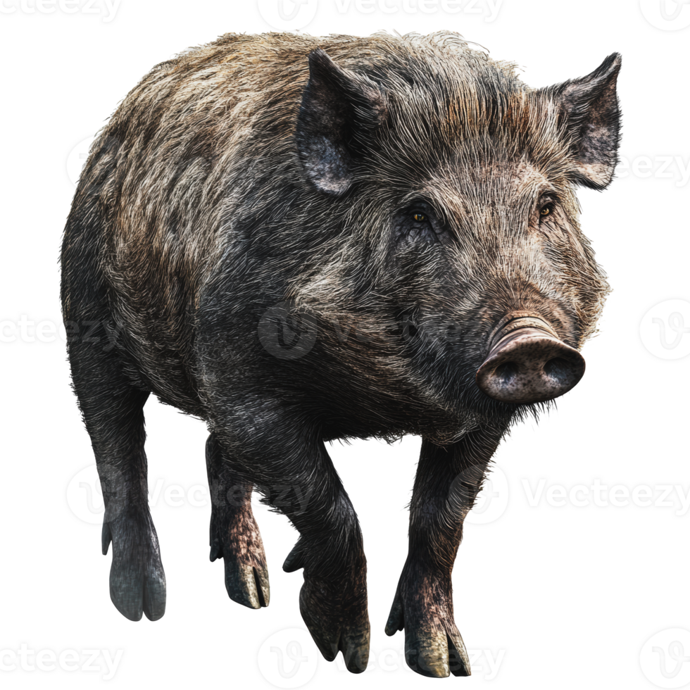 Wild boar walking through forest during daylight png