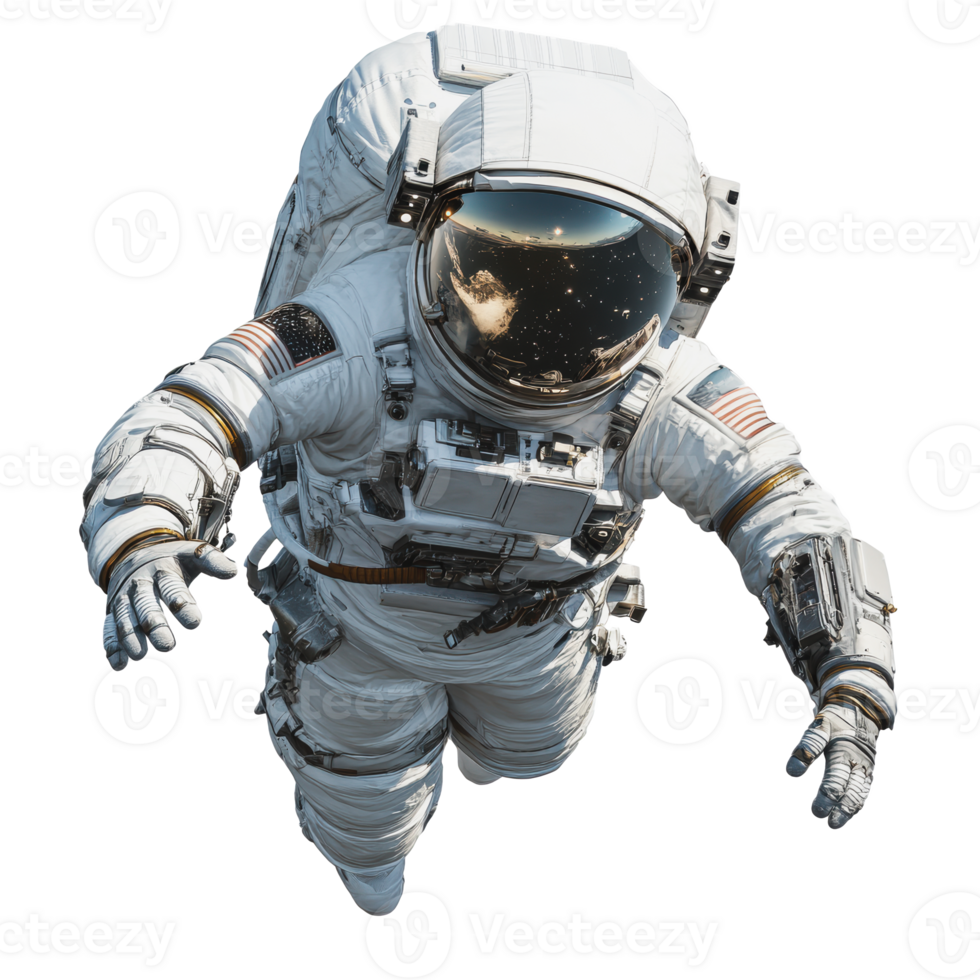 Astronaut floating in space near Earth view png
