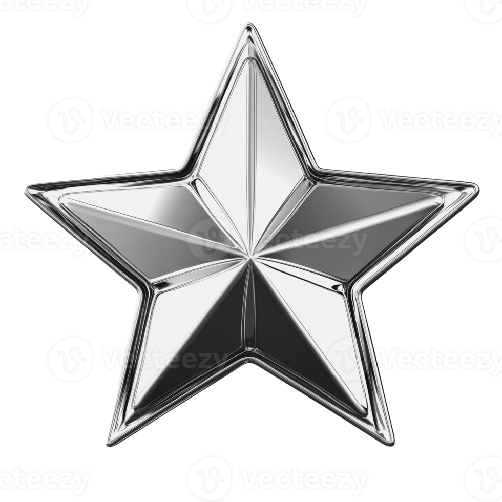 Shiny five-pointed star in metallic finish png