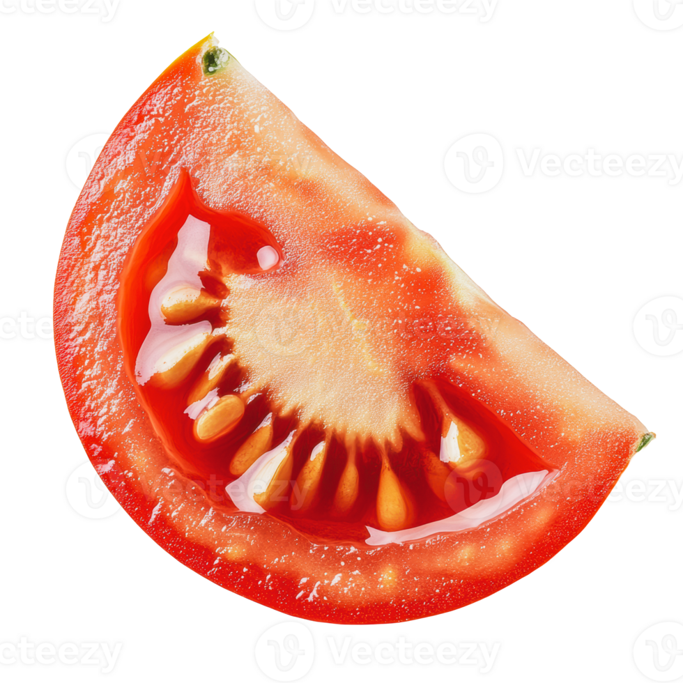 rojo tomate rebanada demostración semillas y jugoso textura png