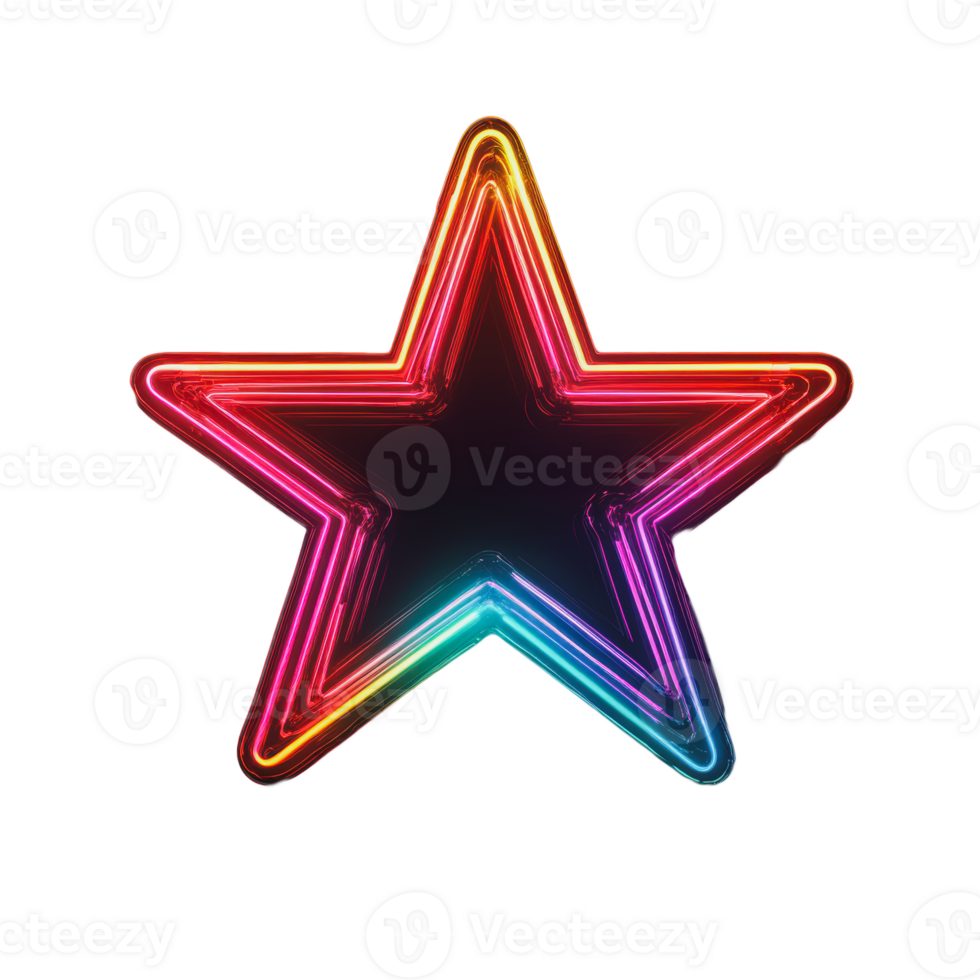 kleurrijk neon ster met levendig gloeiend randen png
