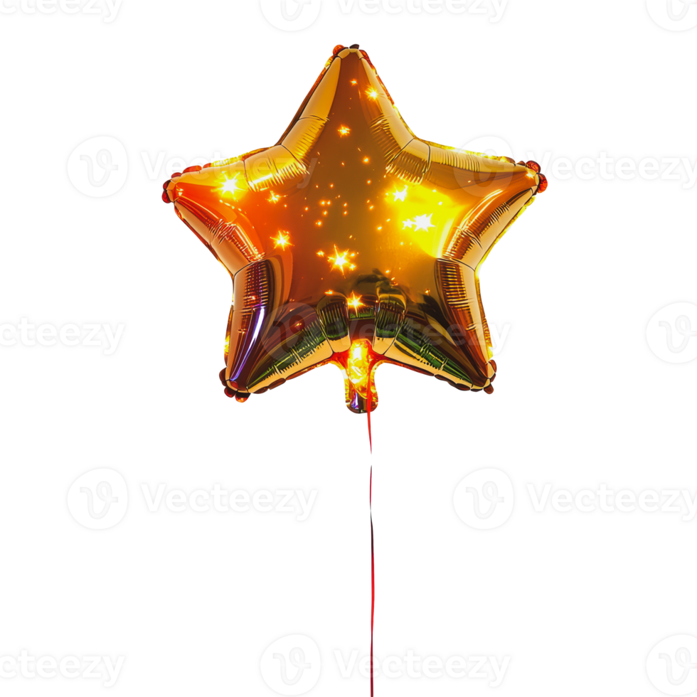 Golden star balloon floating at a celebration png