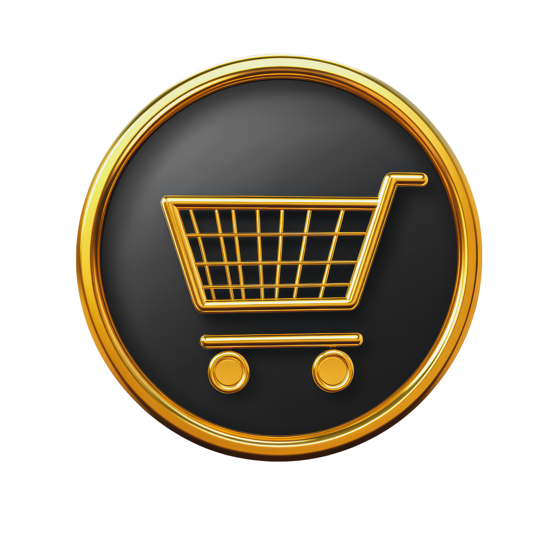 Golden shopping cart icon with black background 49108262 PNG