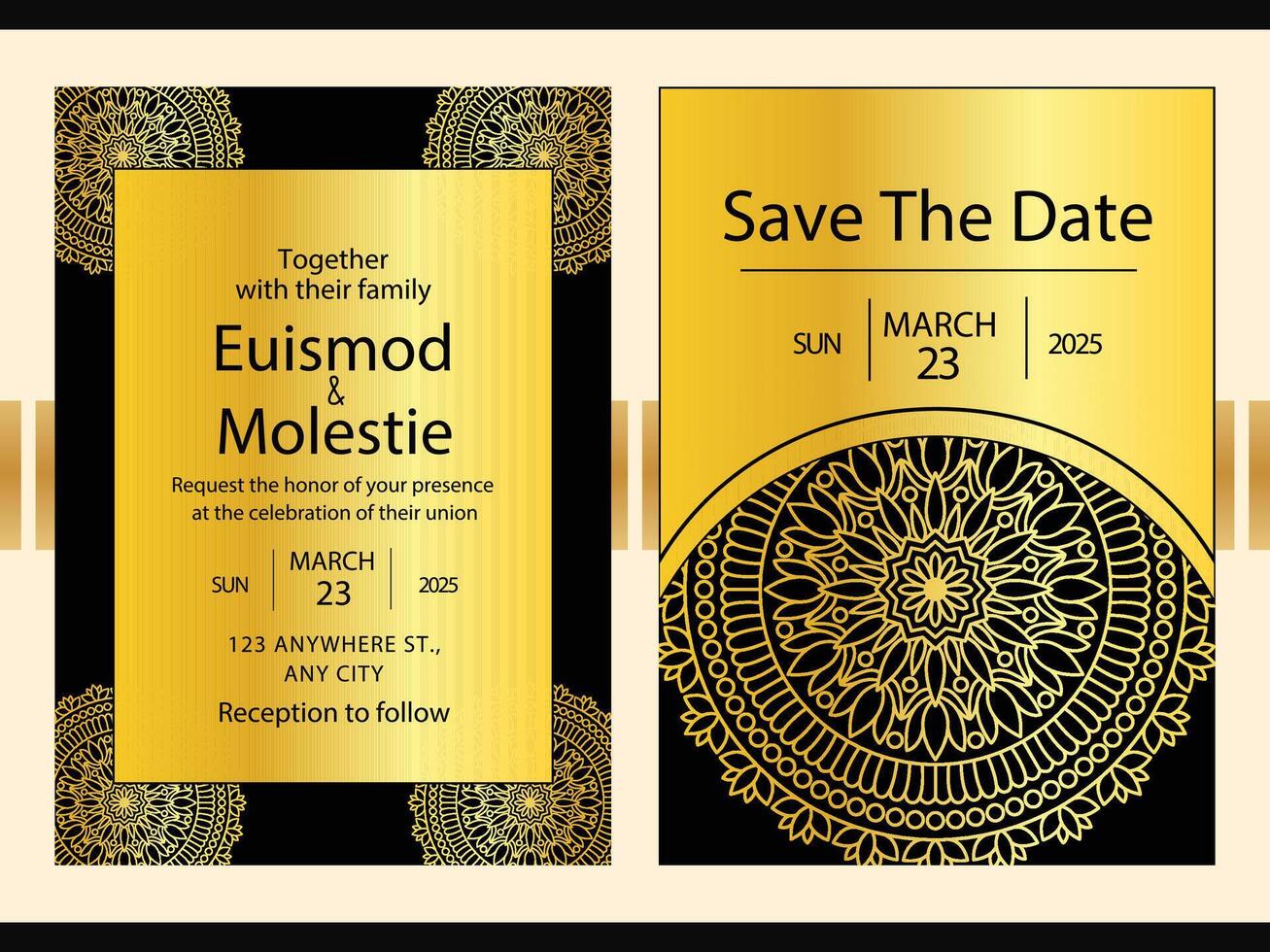 Creative luxury decorative mandala Wedding invitation card with luxury background Template vector