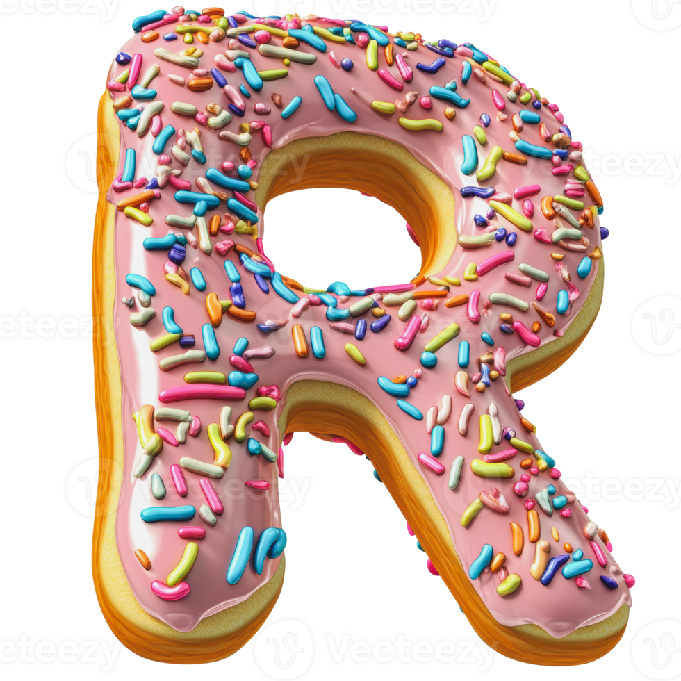 Colorful donut shaped like the letter R png