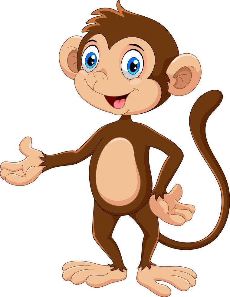 Cartoon happy monkey on white background vector