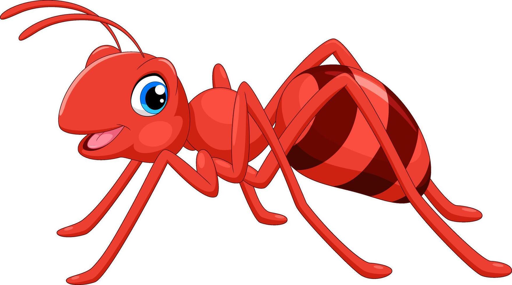 Cartoon happy red ant vector