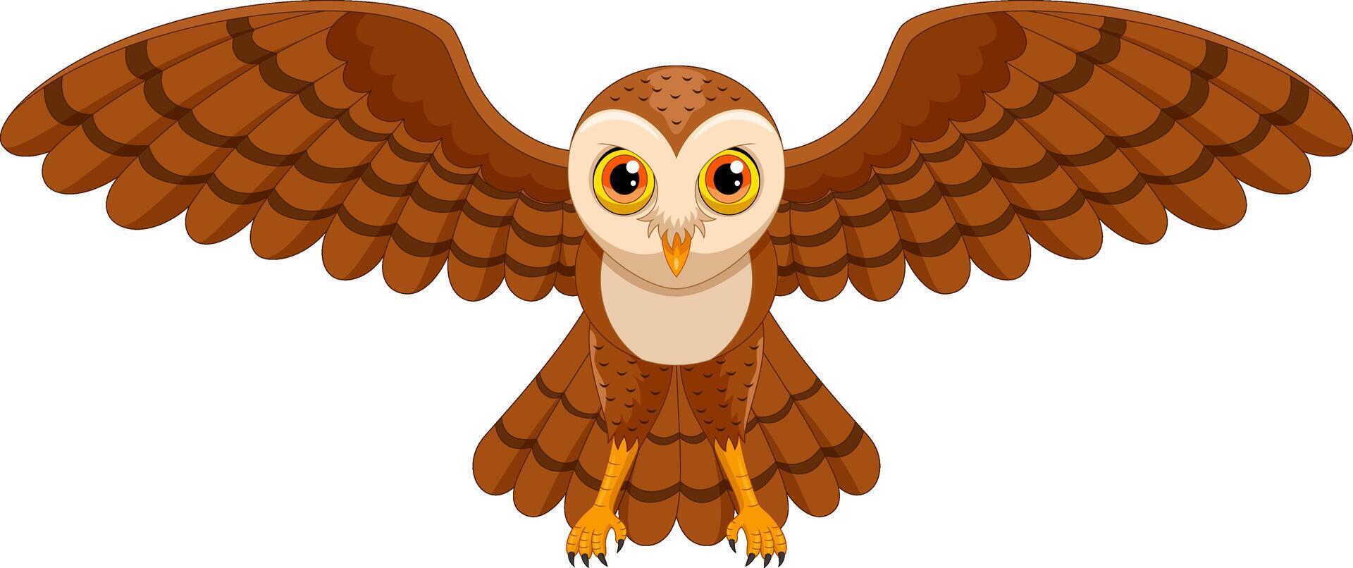 Cute cartoon owl flying isolated on white background vector