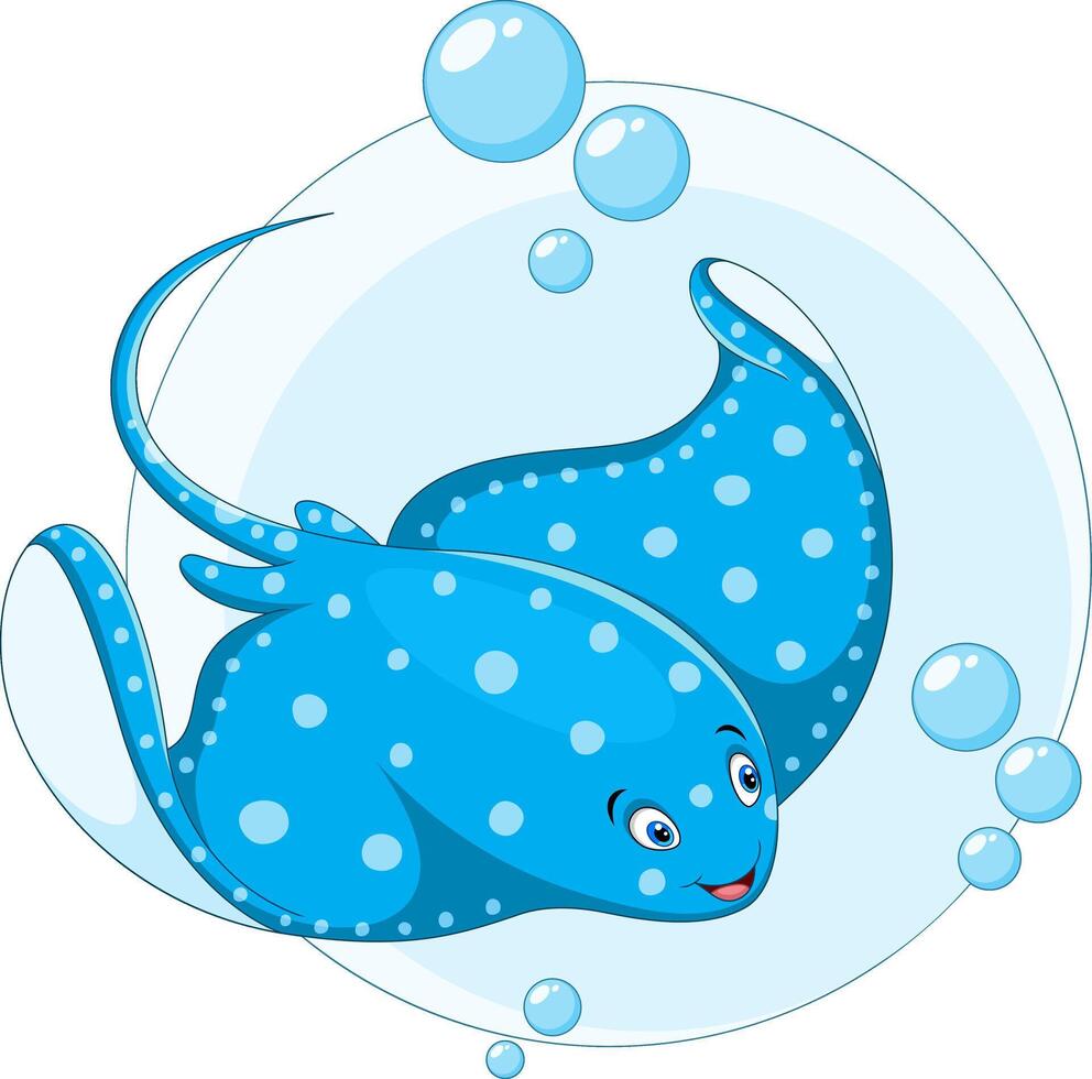 Cartoon stingray fish on white background vector