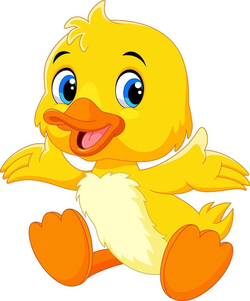 Cute duck cartoon isolated on white background vector
