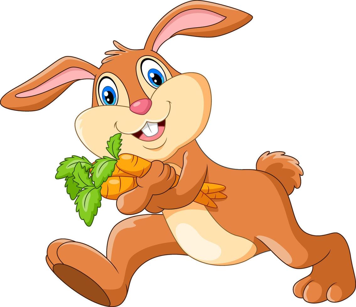 Cute cartoon rabbit holding a carrot vector