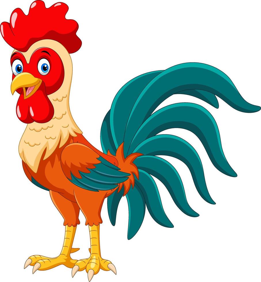 Happy rooster cartoon isolated on white background vector
