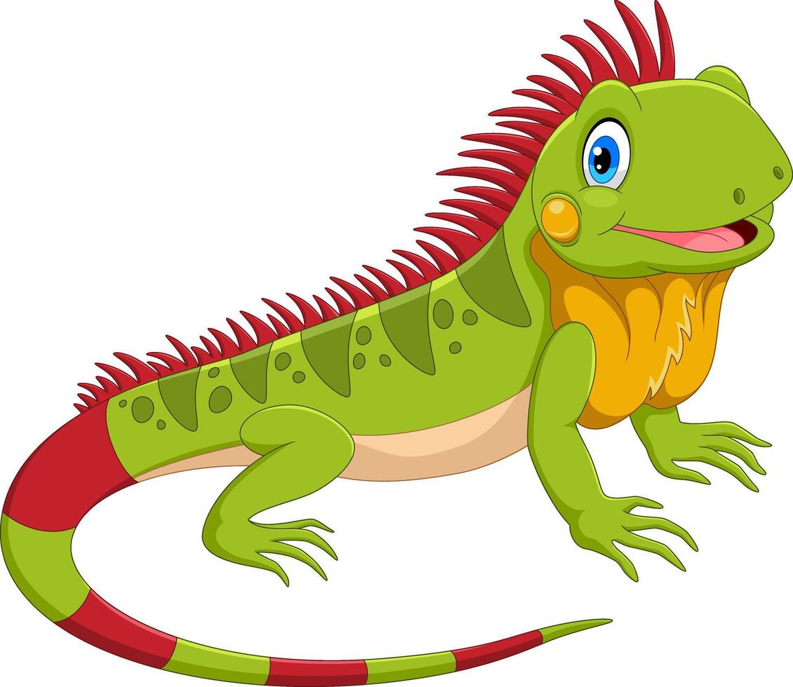 Cute iguana cartoon isolated on white background vector