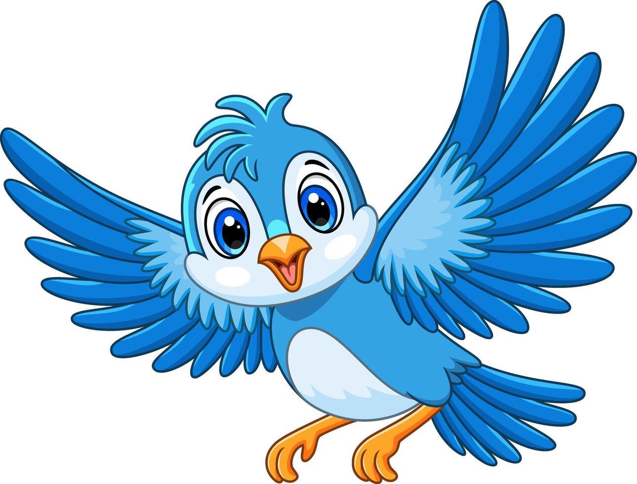 Cute blue bird cartoon flying vector