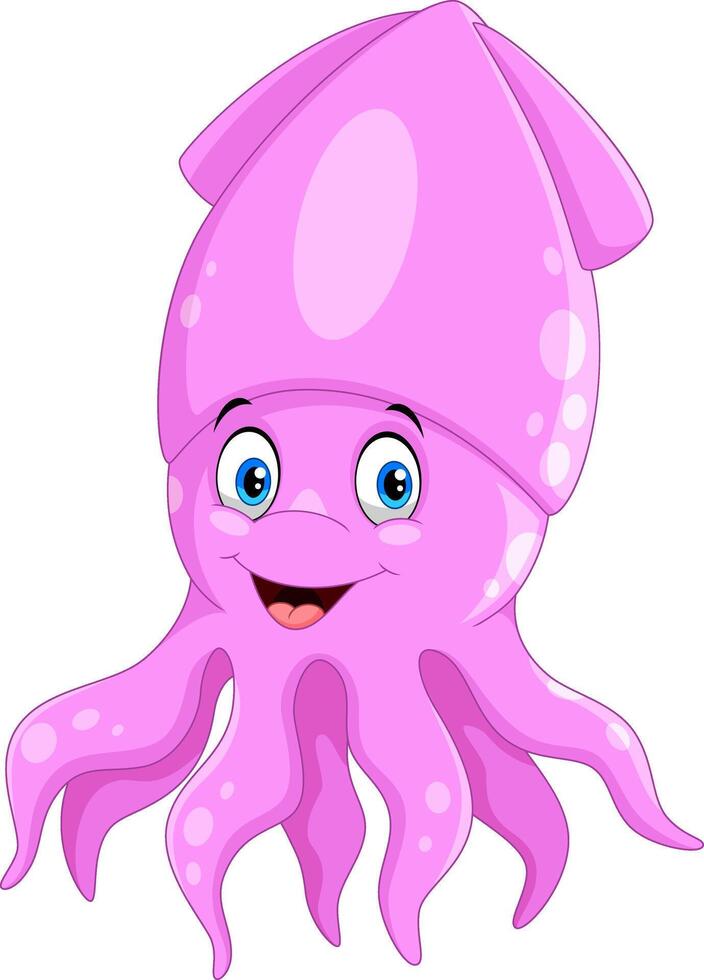 Cute squid cartoon isolated on white background vector