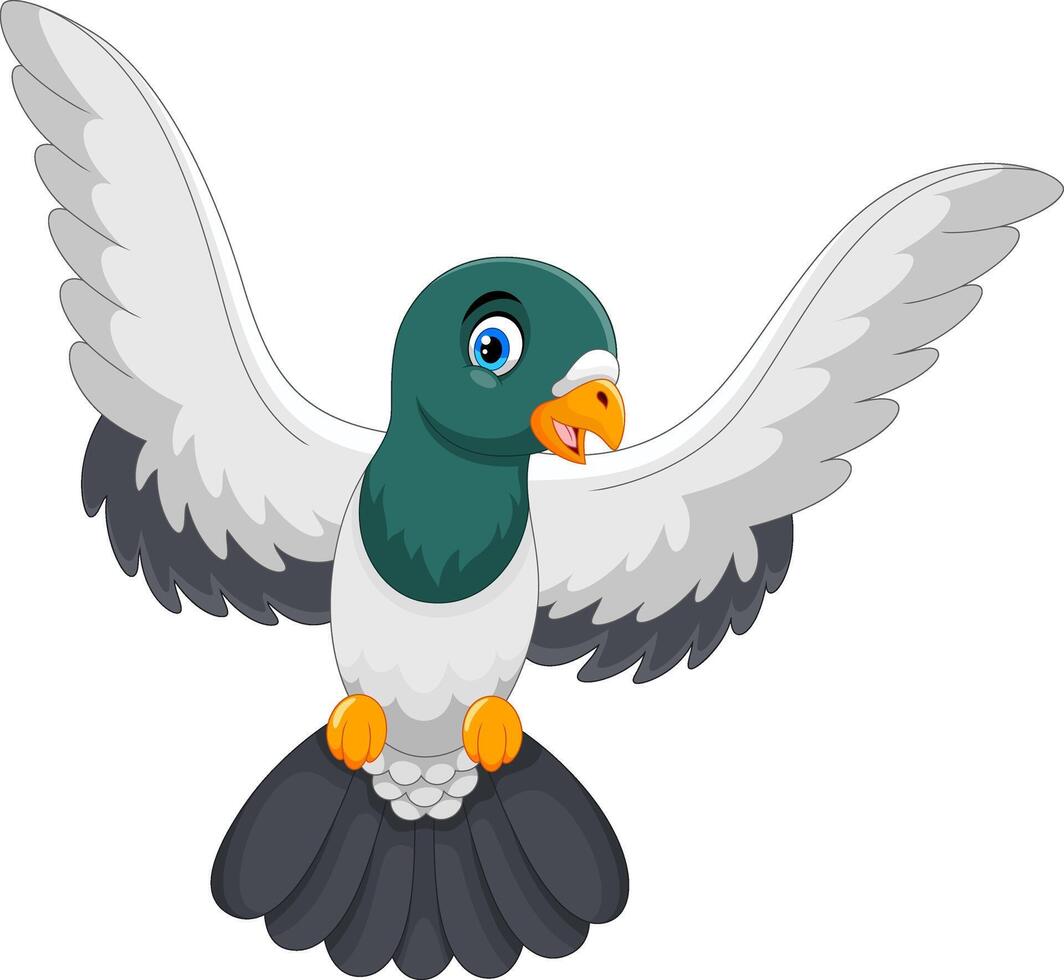 Cartoon happy pigeon on white background vector