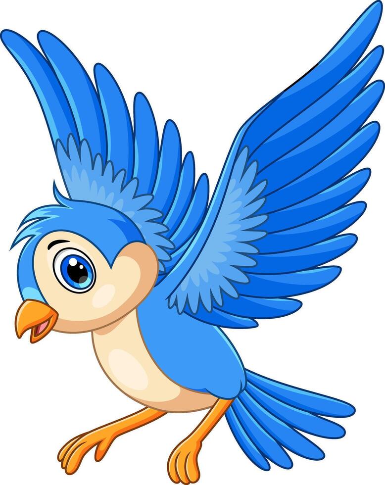 Cute blue bird cartoon flying vector